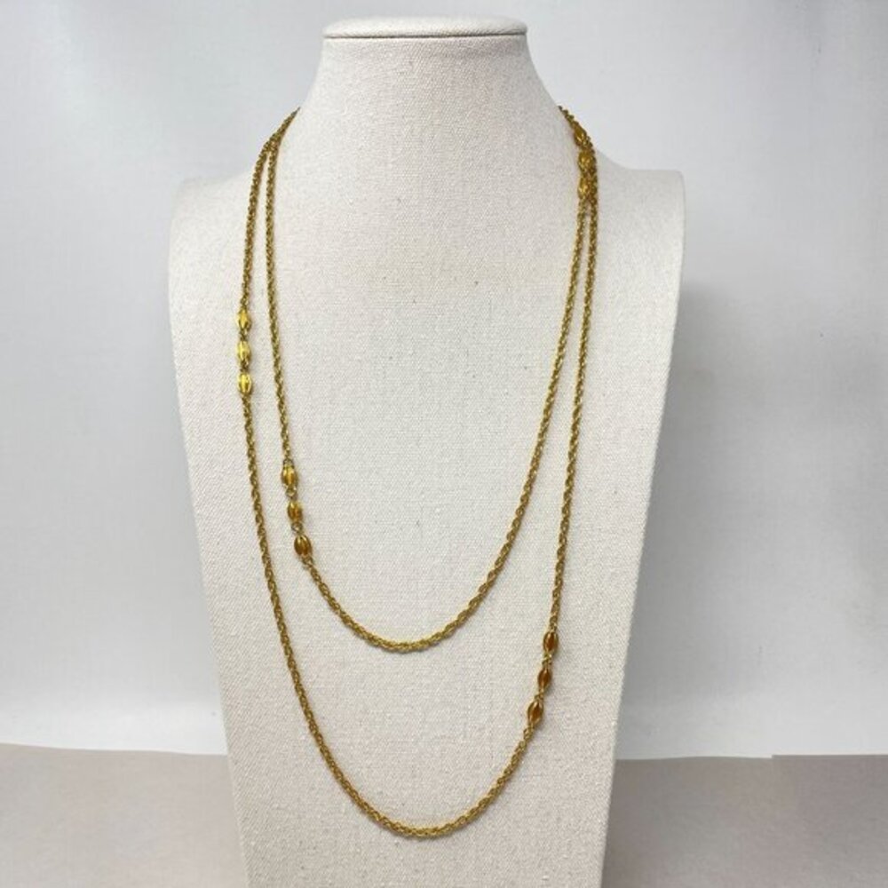 Monet Vintage 56" Long Necklace Gold-Tone Chain Flapper Soft Girl Old Money‎